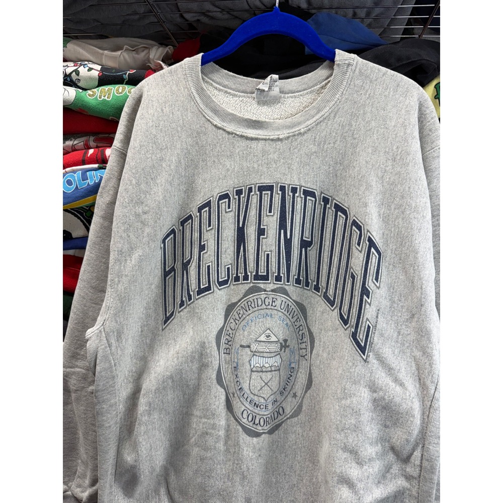 Vintage 90s Reverse Weave Breckenridge University Colorado Sweatshirt Gray XL